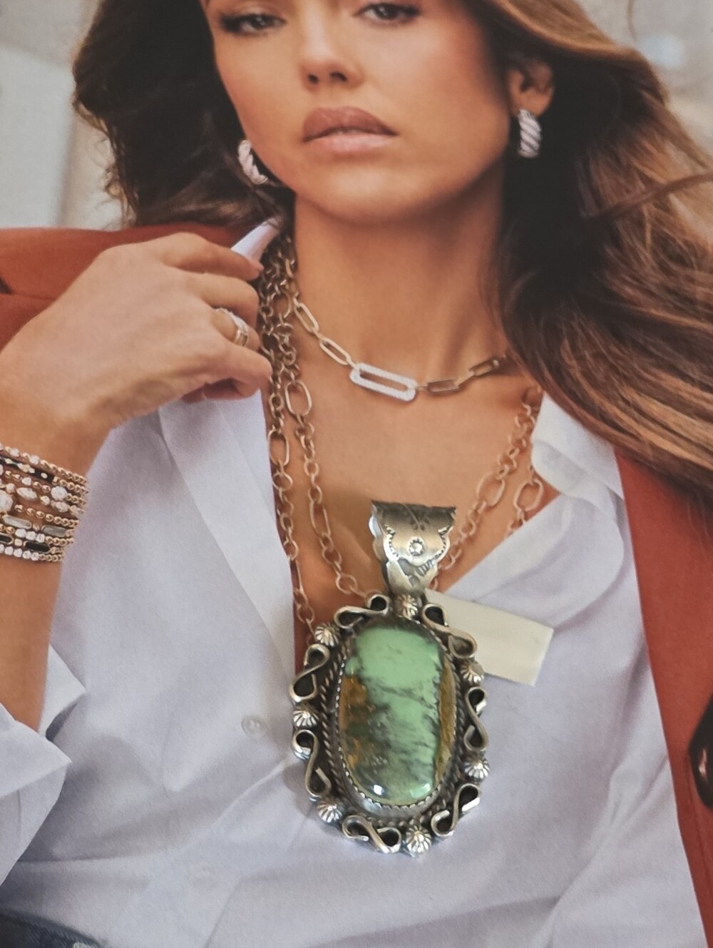 NATIVE MADE & Signed (NN) Statement PENDANT with Beautiful Accents